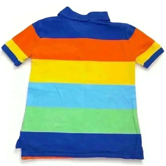 Chaps Boys Multicolor Striped Polo Shirt Size 7 Short Sleeve Casual - Picture 2 of 3